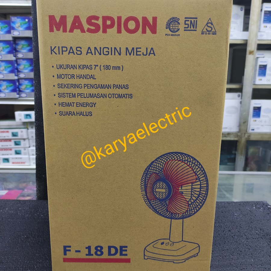 KIPAS ANGIN MEJA DESK FAN MASPION F-18DE F 18 DE 7" ORIGINAL