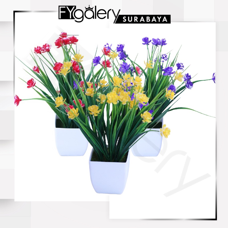 FYGALERYSURABAYA PT51 Pot Tanaman Hias Bunga Hias Plastik Ornamen Pot Bongsai Artificial Flower Decoration