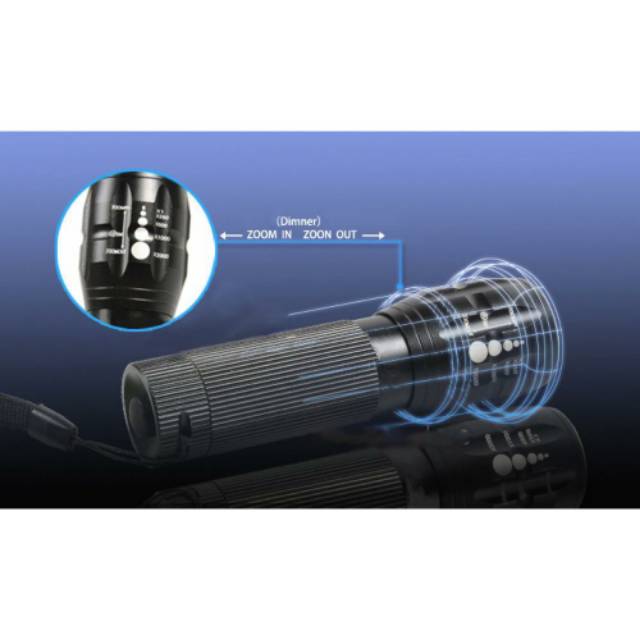 TaffLED Senter LED Flashlight Cree Q5 2000 Lumens - Black