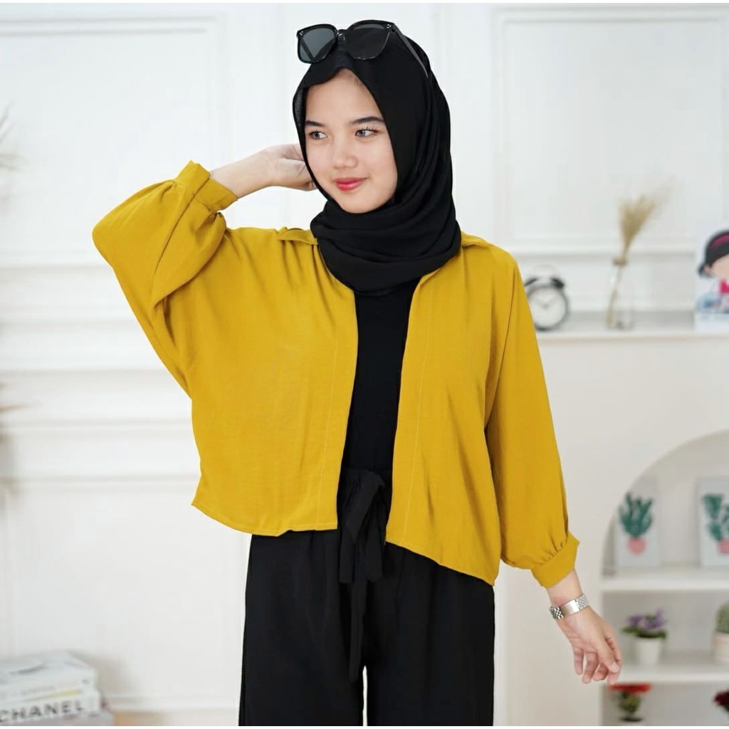 BEFAST - ZFS OOTD Wanita Cardigan WISMA / MARSHEY BATWING OVERSIZE OUTER CRINKLE / Outer Wanita Remaja / Cardigan Kekinian / Cardigan Polos / Termurah / OOTD Ala Korean Style / Terlaris