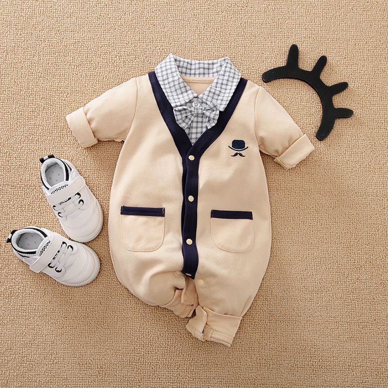 [COD] Jumper anak laki laki jumper cream dasi kotak abu lucu premium / Baju baby anak 2 Tahun /Babylovanta