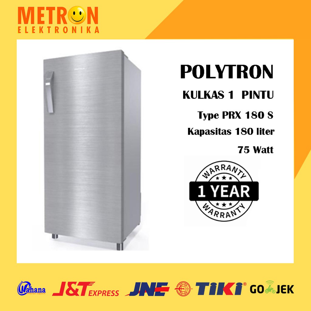 POLYTRON PRX 180 S SILVER METAL KULKAS 1 PINTU 180 LT LITER PRX180