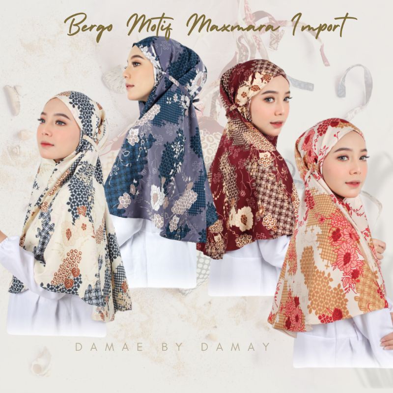 kerudung bergo motif/hijab instan motif/bergo premium bahan maxmara import/hijab sehari-hari-3