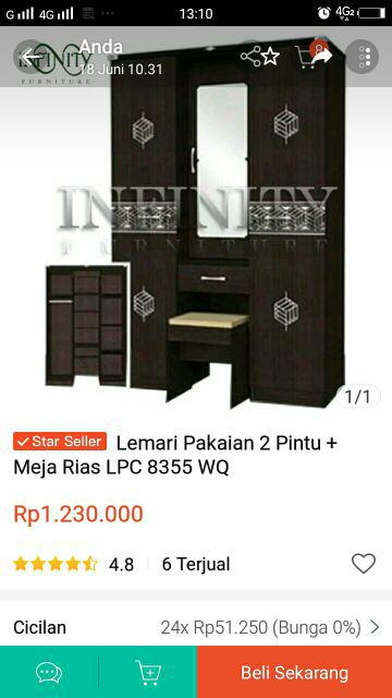 Lemari Pakaian 2 Pintu + Meja Rias Lpc 8355 Wq