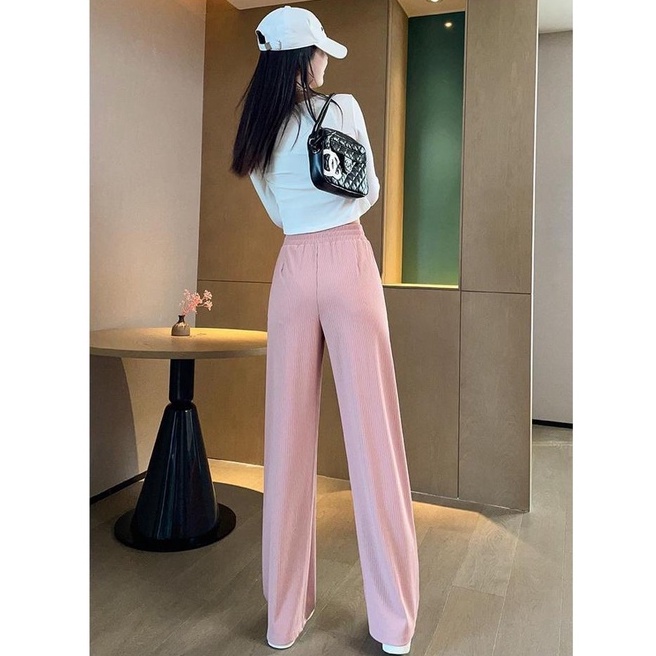 [littlecrab] Celana Panjang Kulot Karet With Label ZHJXBIAO Is The Ultimate Sophistication Loose Cullote Pants Highwaist Celana Karet Stripe Formal Kasual Simple Polos Elegan Berkualitas Premium Quality Korean Style