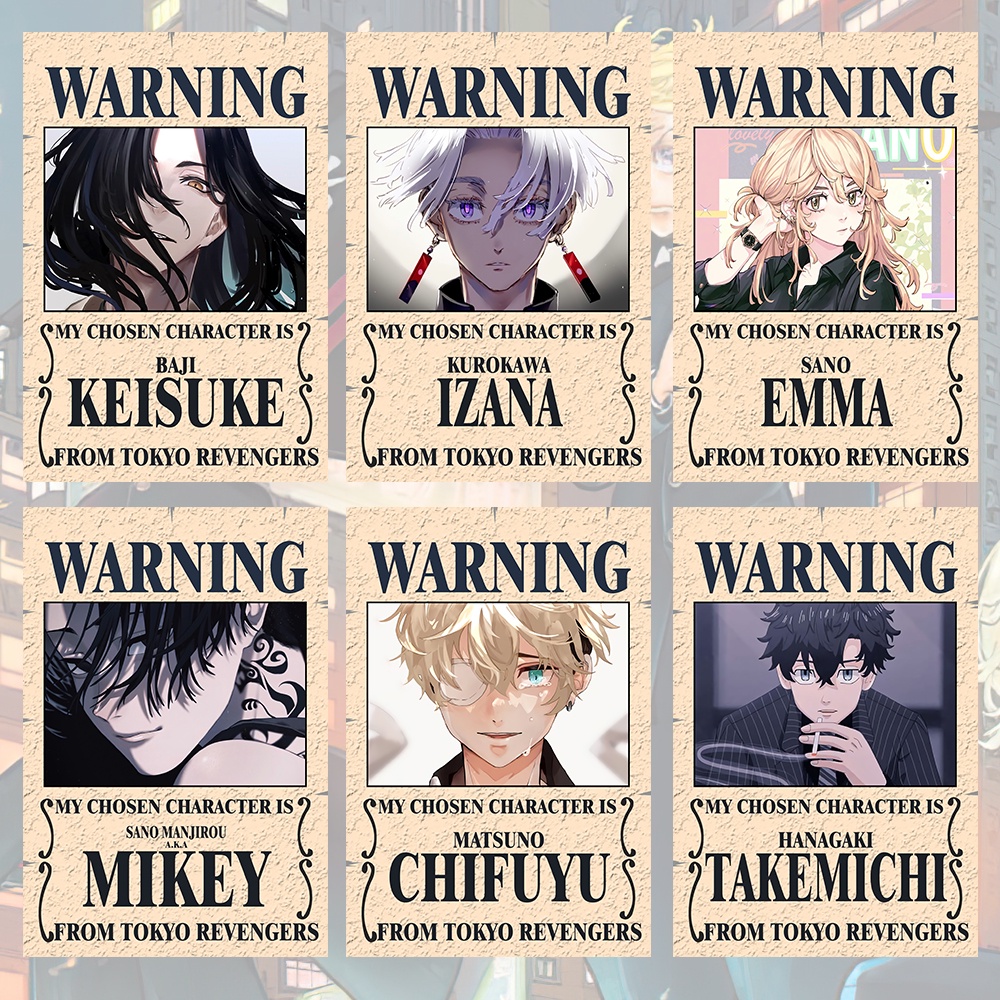 [ Minimal Pesan 10 Lembar ] Poster Tokyo Revengers Warning Anime Mikey Draken Takemichi Baji Kazutor