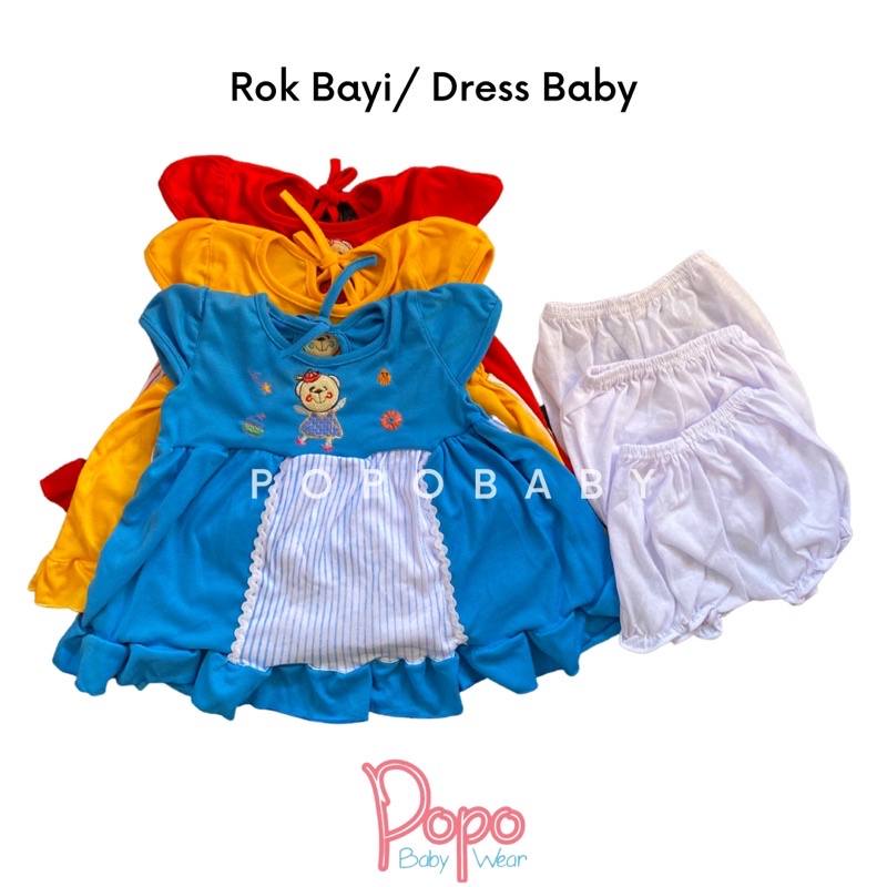 Rok Bayi / dress baby set celana pop (warna tua)