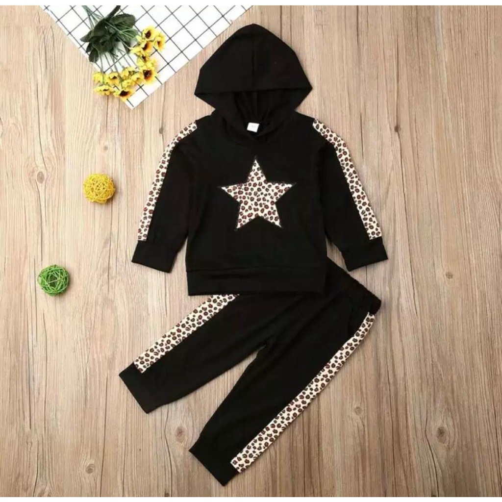 cod/ feee ongkir/ promo murah setelan hoodie bayi anak motif bintang tutul star size 1-5 tahun bahan babyterry terlaris terbaru best quality/ setelan hoodie bayi anak  perempuan/ setelan hoodie bayi anak cewek