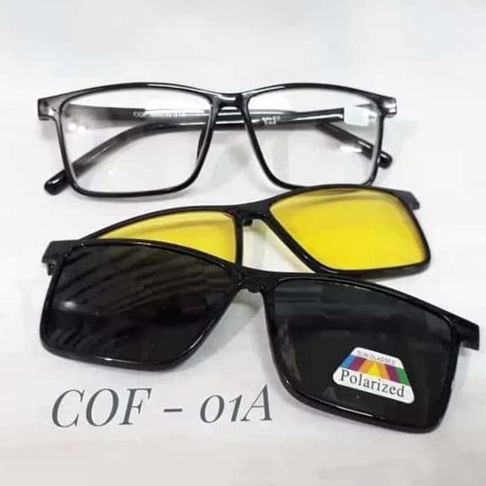 kacamata minus clip on polarized kacamata unisex lensa minus polarized - Hitam Limited