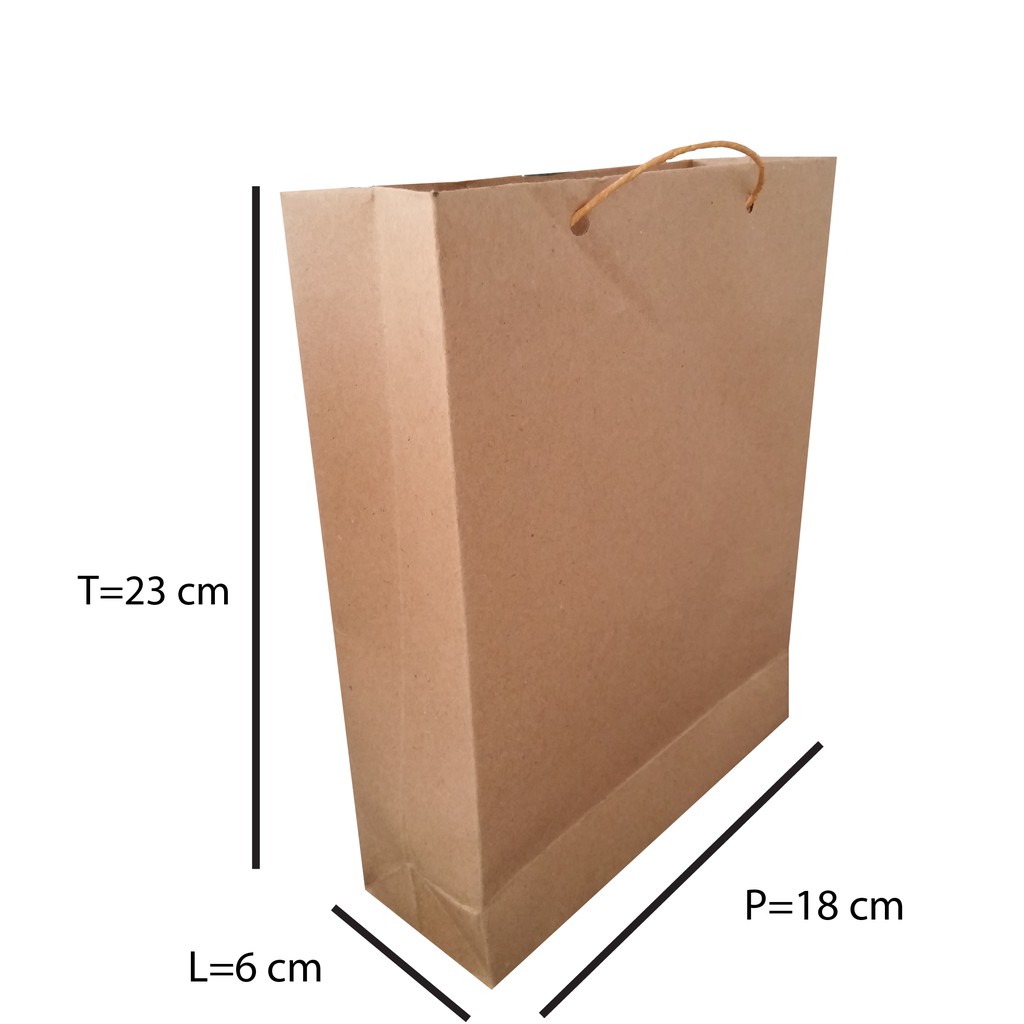 

TAS KERTAS PAPERBAGS SOUVENIR KUALITAS BAGUS BAHAN KRAFT COKELAT UKURAN PLT 18X6X23