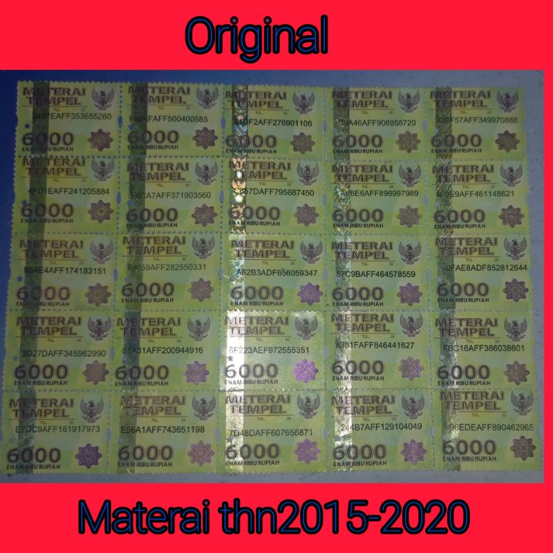 

MATERAI 6000 TAHUN 2015-2020..RP3000