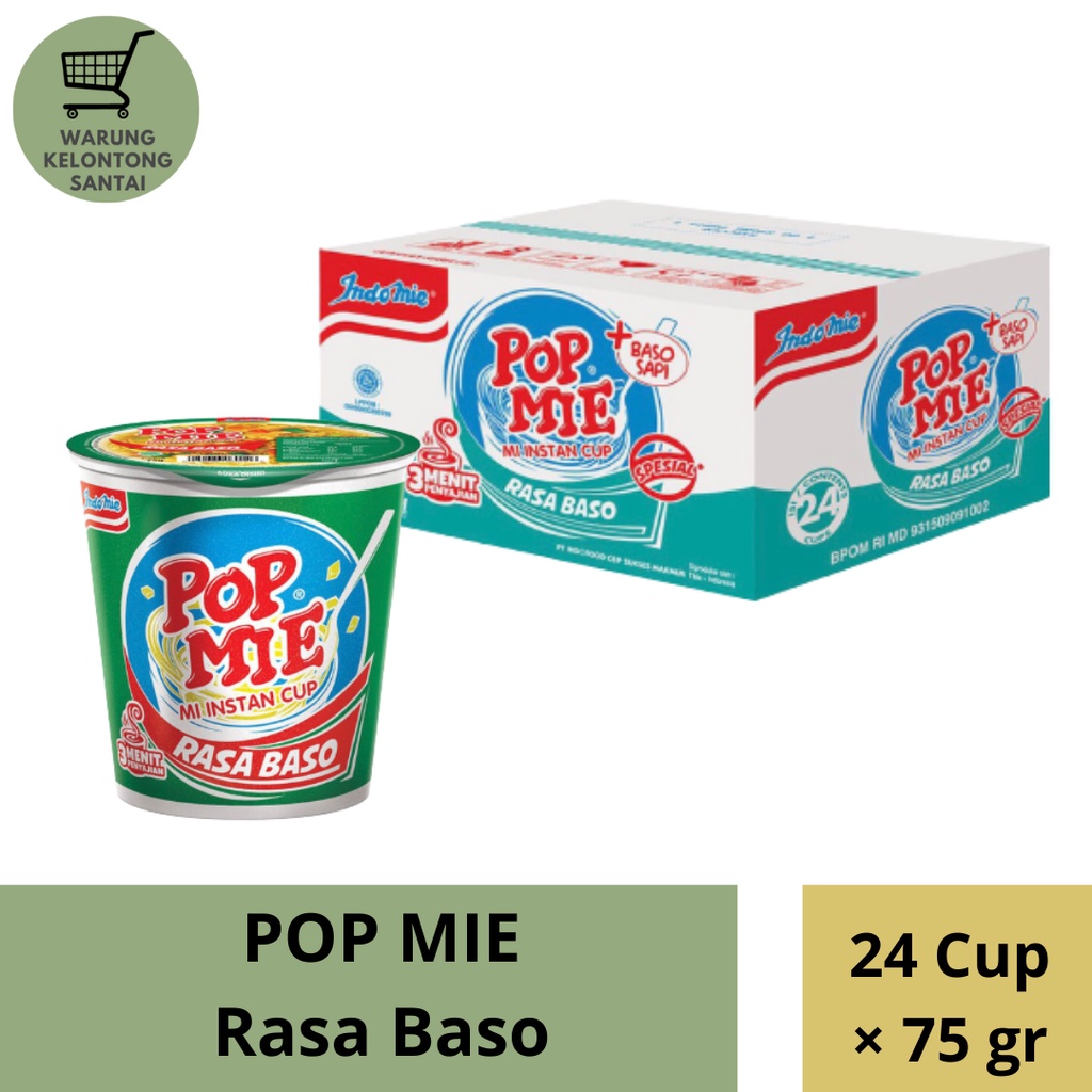 

POP MIE Kuah Rasa Baso 1 Dus 24 Pcs | POP MIE Mi Instan Cup Rasa Baso 75gr