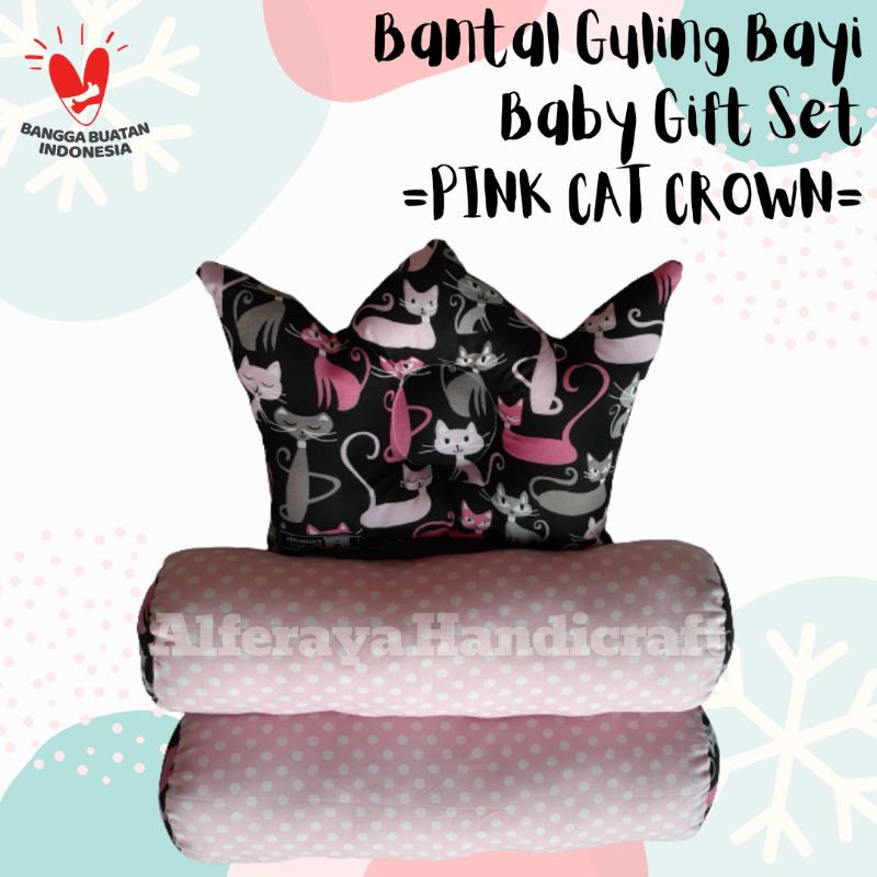 Bantal Guling Bayi / Baby Gift Set Newborn / Kado Bayi-Pink Cat Crown