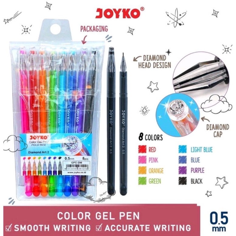 

8 PCS COLOR GEL PEN JOYKO DIAMOND GPC-309S ART SET