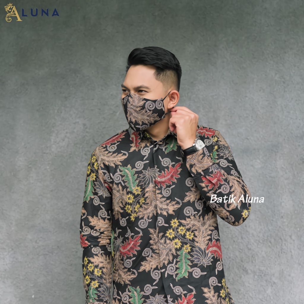 BAJU KEMEJA BATIK PRIA COWOK LENGAN PANJANG REGULER PREMIUM ORIGINAL MODERN KANTOR JUMBO ALUNA 109