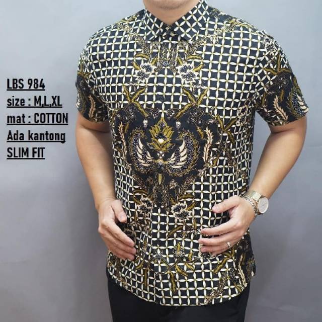 BAJU BATIK PRIA SLIM FIT | KEMEJA BATIK PRIA LENGAN PENDEK LBS 984