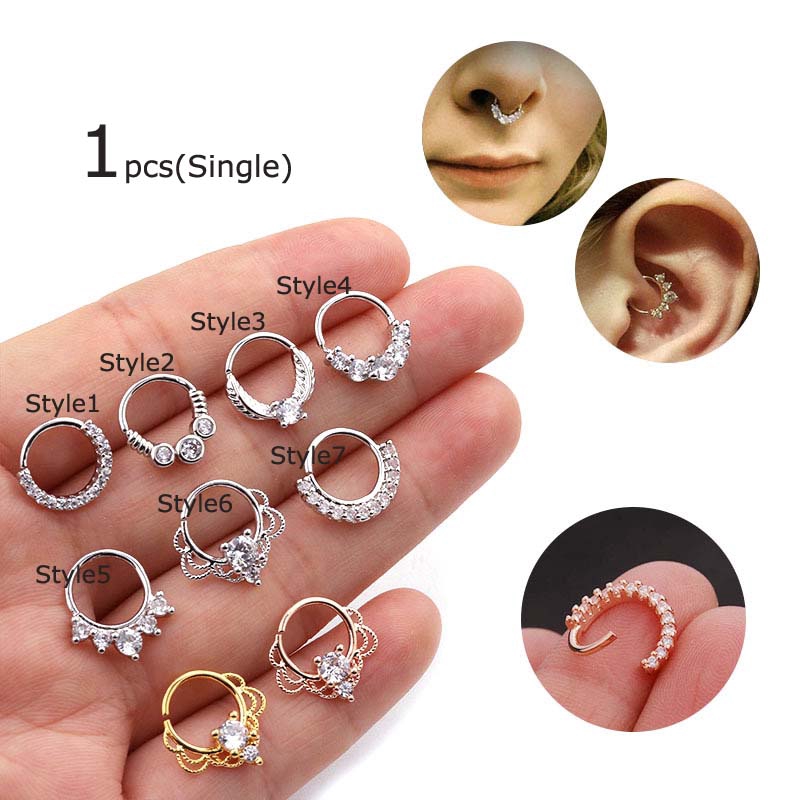 1pcs Anting Tragus Rook Helix Piercing Hidung Hoop Ring 8mm