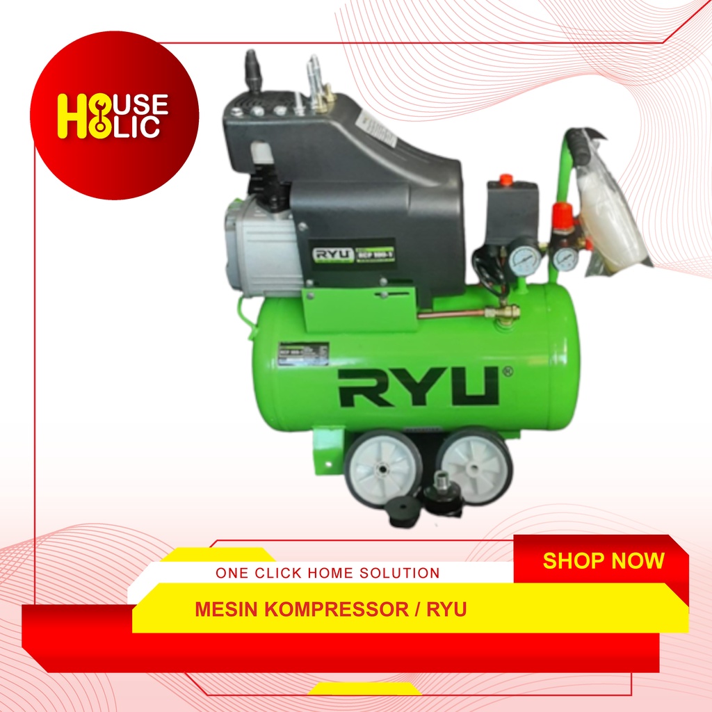 RYU Mesin Kompressor Angin 25 Liter 1 HP-1 / Air Compressor RCP 100-1