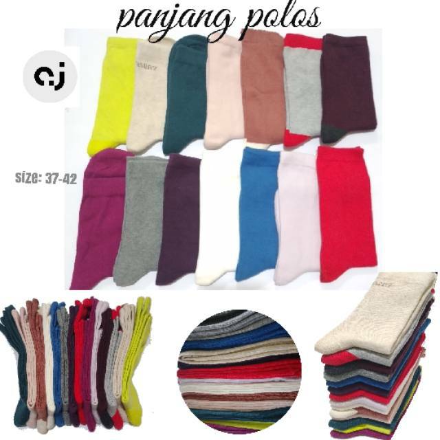 TOKO KL | 12 pasang kaos kaki wanita remaja dewasa panjang polos random bahan katun lembut murah