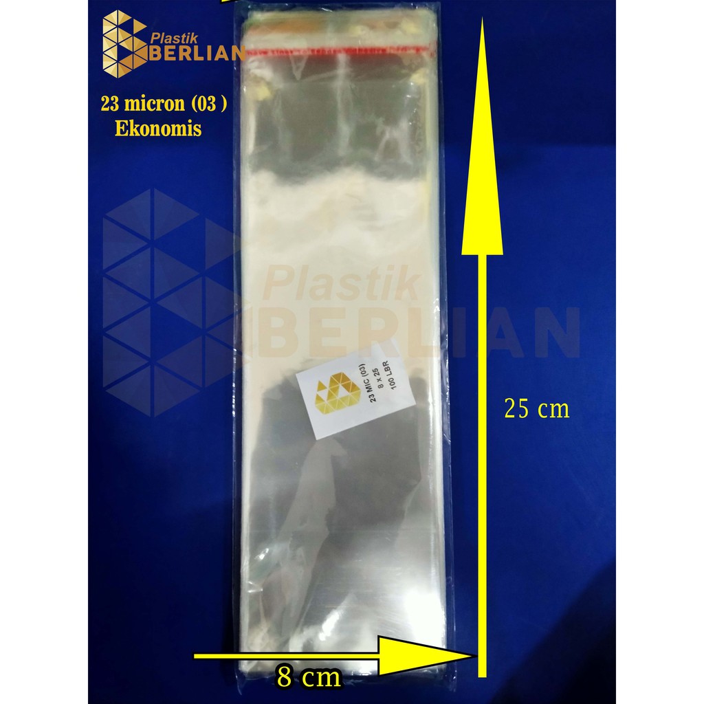 

8 x 25 cm Plastik OPP EKONOMIS 23 micron (100 lbr) (lem/seal)