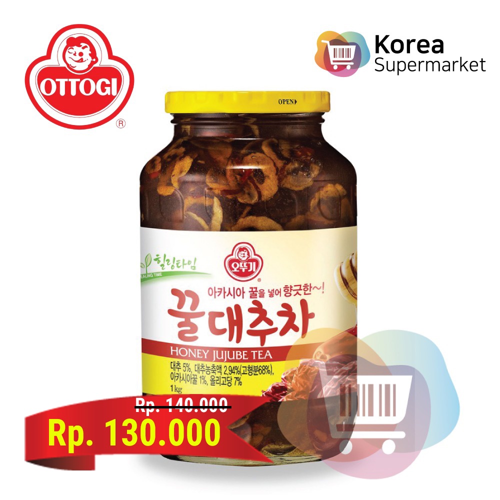 OTTOGI JUJUBE TEA 1 KG / MINUMAN TEH MADU KURMA MERAH ASLI KOREA