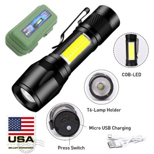 Senter mini LED USB Charge / Senter saku LED Rechargeable / Senter LED