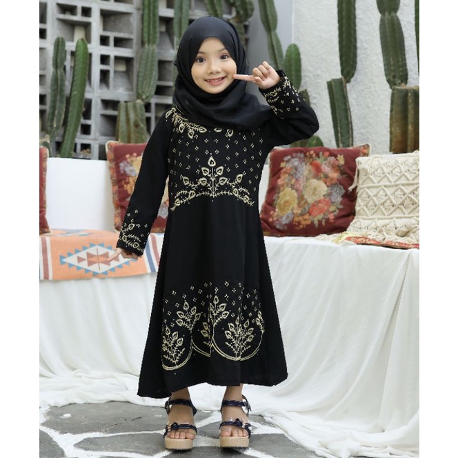 Gallery Exclusive Abaya Anak Hitam Gamis Bordir Turkey Hawa 155