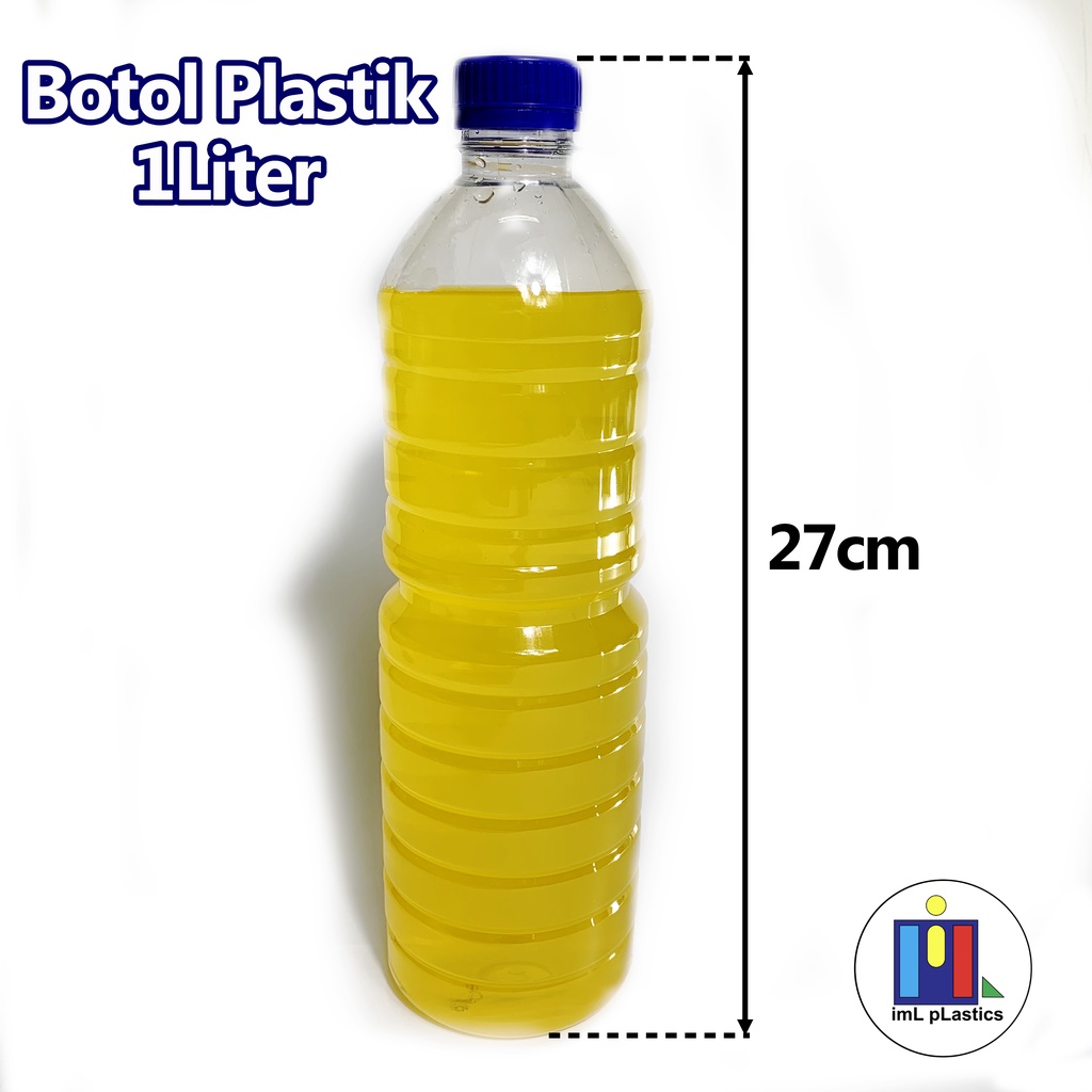 BOTOL PLASTIK 1000 ml / Botol AQUA + Tutup LN - 1 pcs