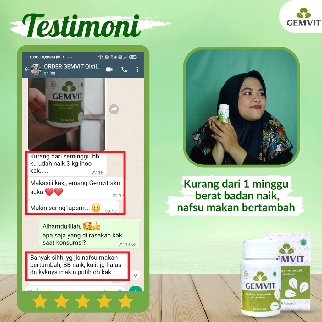 Gemvit suplemen penggemuk badan penambah berat badan anak dewasa pemutih badan permanen bpom original