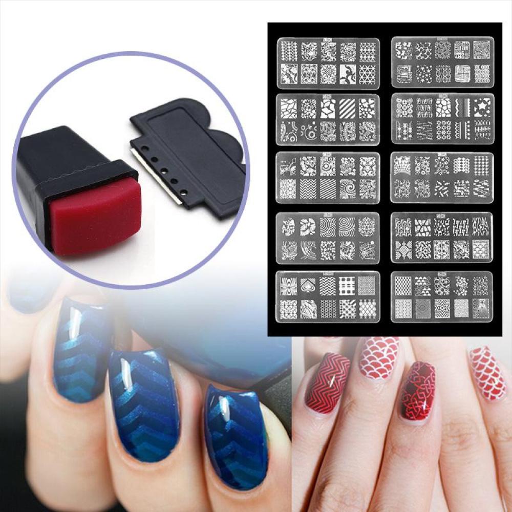 Timekey 1 Set Plat Stempelcap Kuteksnail Art Manicure DIY 10 Desain cannot miss it A7K9