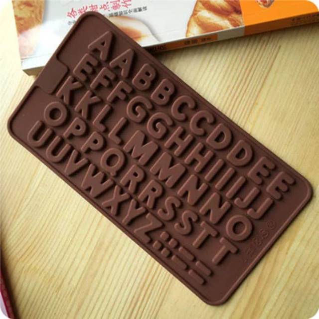 Cetakan Coklat Silikon Huruf Alfabet Besar Es Batu Puding Silicone Mold