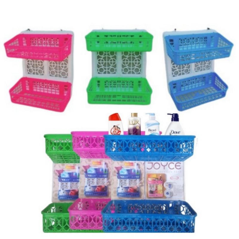 Rak Dinding 2 Susun Rak Susun Plastik Serbaguna Rak Kamar Mandi Rak Kosmetik
