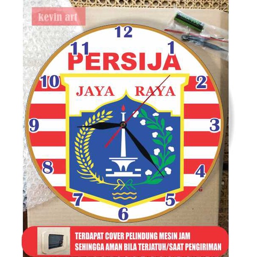 JAM DINDING KAYU UNIK BESAR GAMBAR LOGO PERSIJA JAKARTA MURAH TERBARU DAN TERLARIS