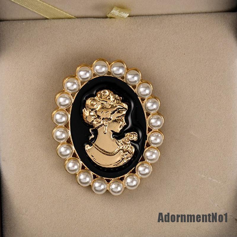 (Adornmentno1) 1pc Bros / Pin Vintage Lapis Emas Bahan Alloy Aksen Mutiara Untuk Aksesoris Wanita