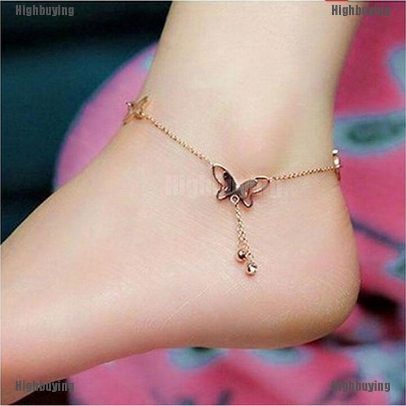 Gelang Kaki Rantai Warna Rose Gold