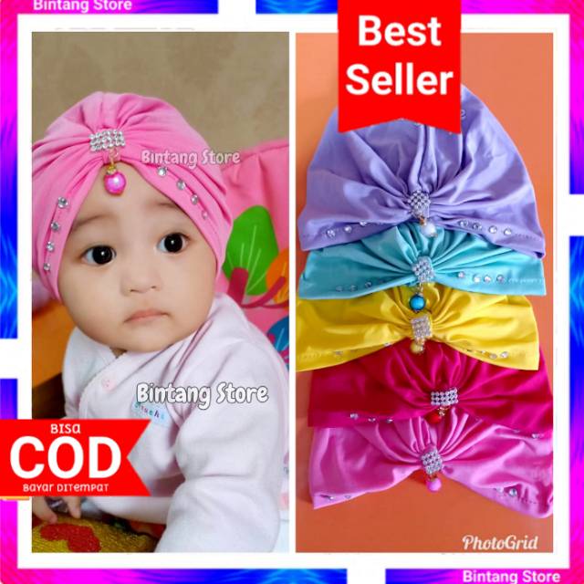 Turban Bayi Perempuan 0 6 12 Bulan 1 Up 2 Tahun Th Bandul India Ciput Jilbab Kerudung Hijab Anak Bab