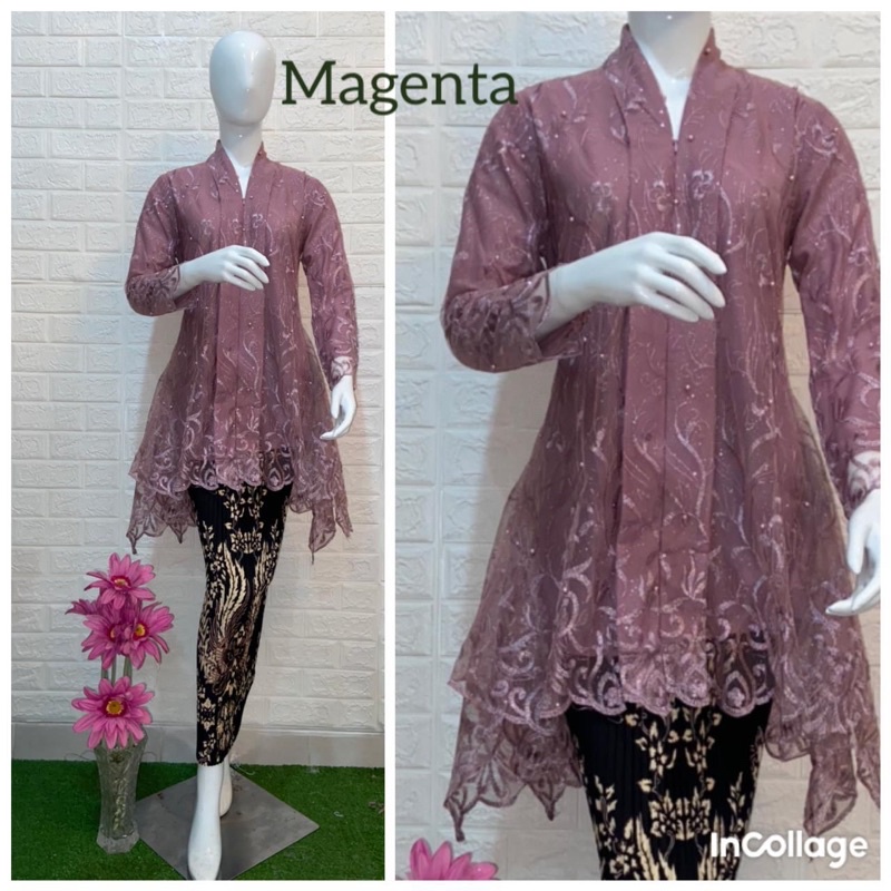Kebaya Tunik/ Kebaya favorit / kebaya Wisuda/ Kebaya Pesta/ Kebaya Set/ Kebaya Set Lenggan Panjang/ Kebaya Couple/ Kebaya-Magenta