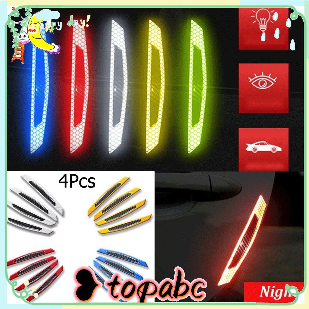 4pcs Stiker Strip Reflektif Anti Tabrakan Aneka Warna Untuk Pelindung Alarm Pintu Mobil