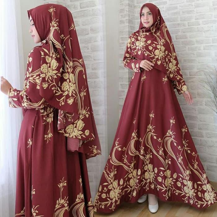 Gamis Tifa Syari N1Busui Jumbo Bahan Baloteli Fit To Xl - Biru