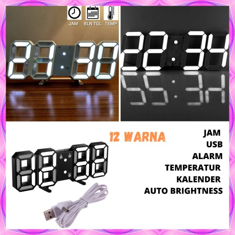 Jam LED 3D / Jam Dinding Digital LED 3D Bentuk Angka Modern Minimalis Untuk Dekorasi Meja Dinding Ruang Tamu