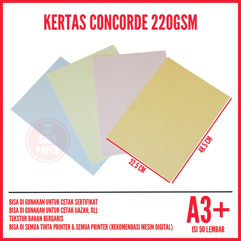 

Kertas Concorde A3 Plus 220 gr isi 50 lembar / Kertas Sertifikat A3 Plus