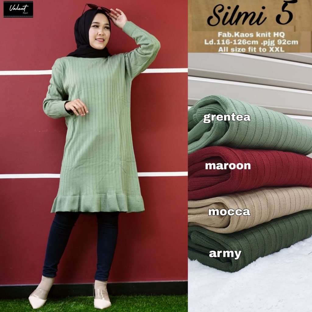 SILMI 5 BY VALENT TOP ATASAN CARDIGAN RAKUT CASUAL POLOS PANJANG JUMBO BAHAN KAOS KNIT HQ LD 126 CM 