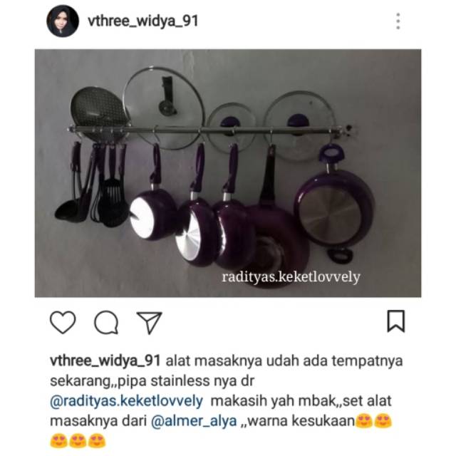 Pipa stainless / ikea fintorp  (1m + 10 pengait) (1,5m + pengait 10)