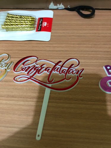 Ti-0164-b Cake Topper Hiasan Kue Tulisan Congratulation Merah