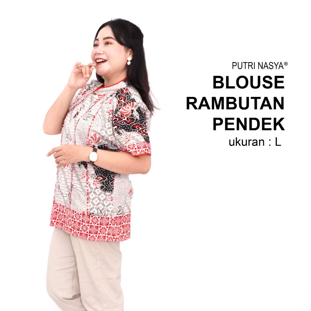 Blouse Big Size LD 140 Wanita Atasan Batik Jumbo L-XL-2L-3L-4L-5L-6L-7L Model Blus Jumbo Kerja Batik / Atasan Big Size Kerja Wanita / Pakaian Kantor Model Kekinian Formal