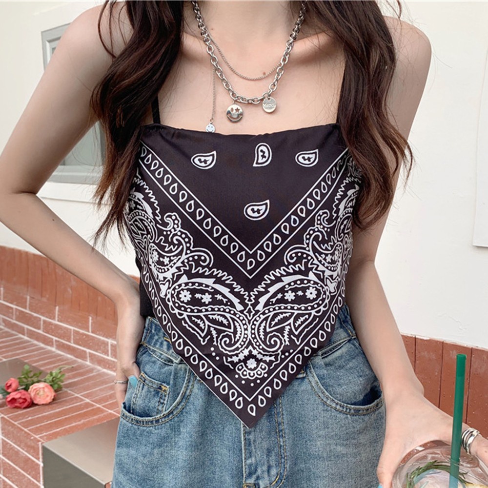 Satin Wanita Dasi Kembali Simpul Tali Spaghetti Tank Top Tabung Tak Berlengan-2