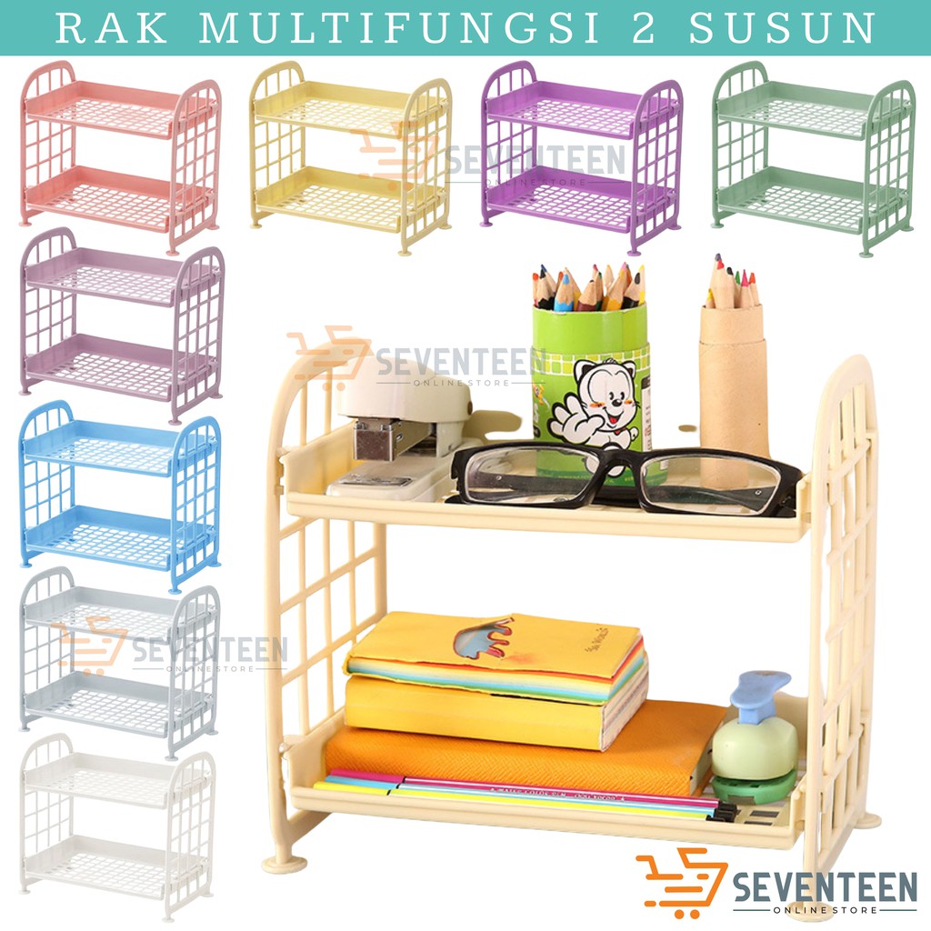 RAK MINI 2 SUSUN TEMPAT KOSMETIK RAK SERBAGUNA PLASTIK KUAT DAN KOKOH TEMPAT BUMBU DAPUR