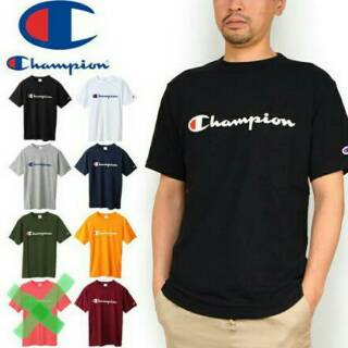  Kaos  Champion  Script Tee Sablon 100 ORIGINAL Shopee 