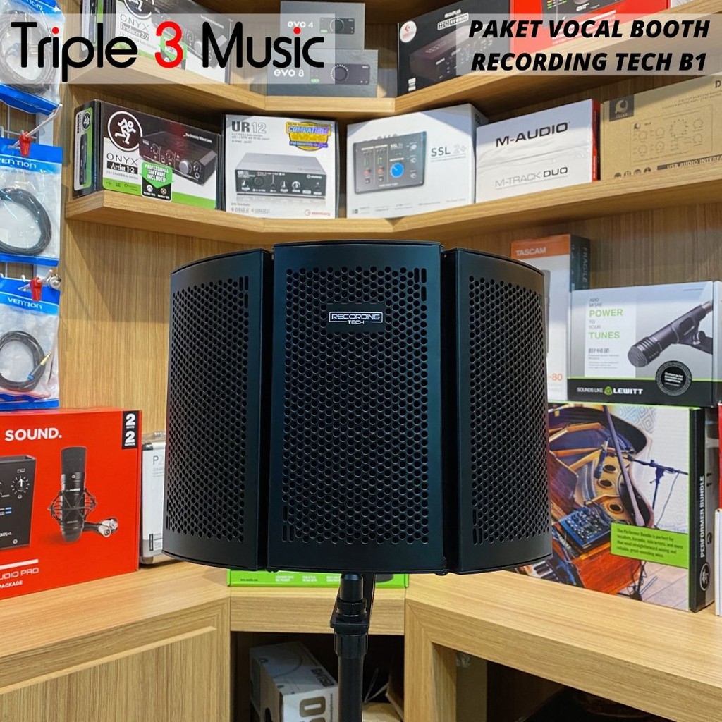 Paket Vocal booth Recording Tech B1 With Stand &amp; Pop Filter