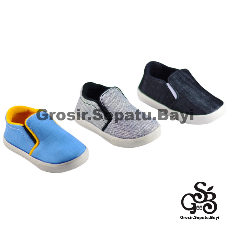 sepatu anak laki laki perempuan slip on variasi kanvas full murah